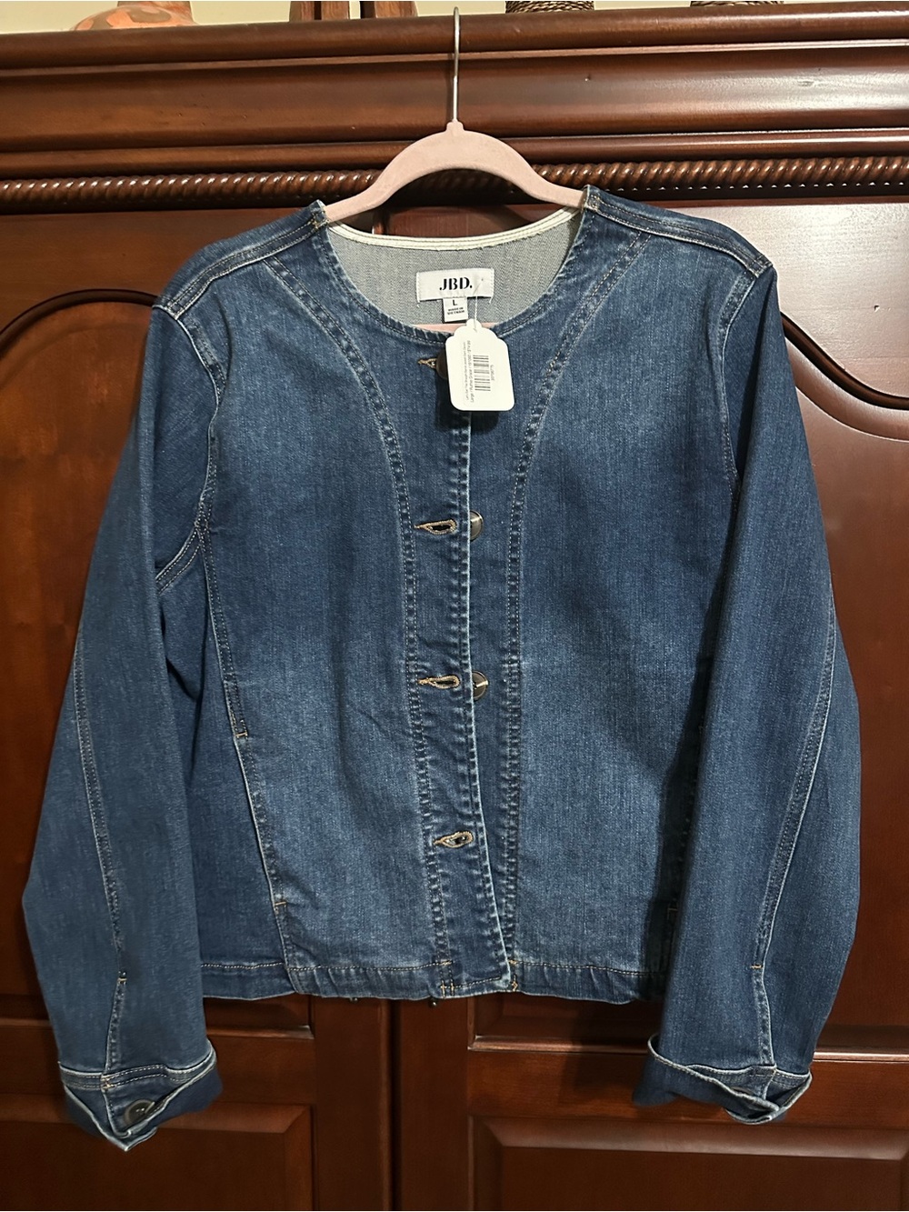 Women's Indigo Denim Jean Jacket - Classic Round Neck